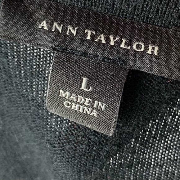 Ann Taylor womens sweater size L black brown cheetah print button down cardigan - Picture 7 of 10